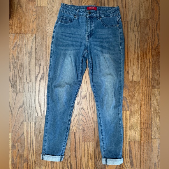 Guess Denim - Guess Jeans Womens Medium Blue High Rise Skinny Ankle Stretch Denim Tapered Cuff